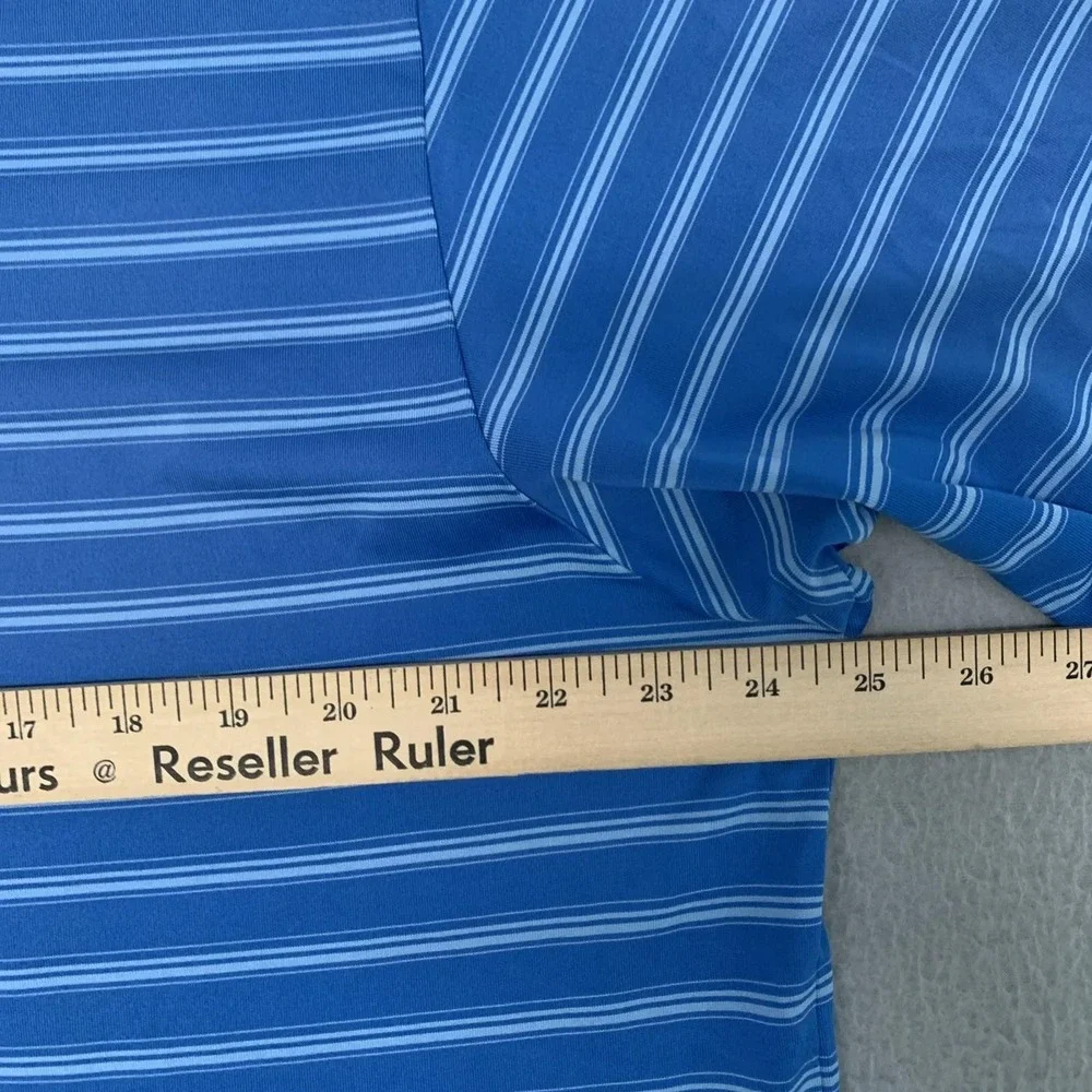 Adidas Golf Polo Climalite Mens XL Blue Horizontal Stripes‎ Wicking Quick Dry